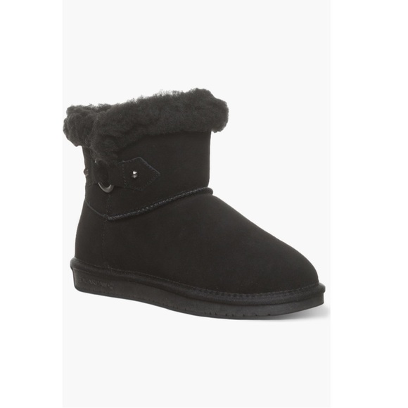 BearPaw Shoes - BearPaw Wren Faux Shearling Lined Bootie Black Suede Women’s Size 10 Winter